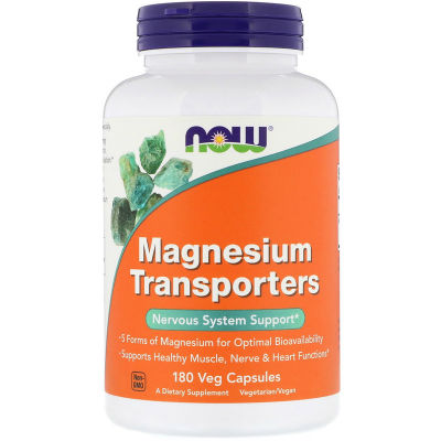 NOW Magnesium Transporters 180 вегетарианских капсул