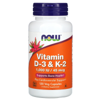 NOW Vitamin D-3 & К-2 1000 IU/45 мкг 120 вегетарианских капсул