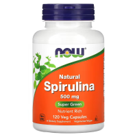 NOW Spirulina Natural 500 мг 120 растительных капсул