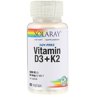 Solaray Vitamin D3 + K2 60 вегетарианских капсул