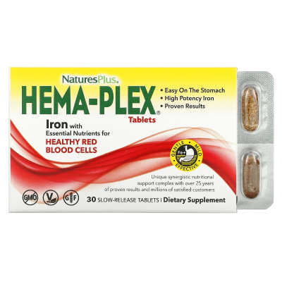 NaturesPlus Hema-Plex 30 таблеток с длительным высвобождением (блистер/банка)